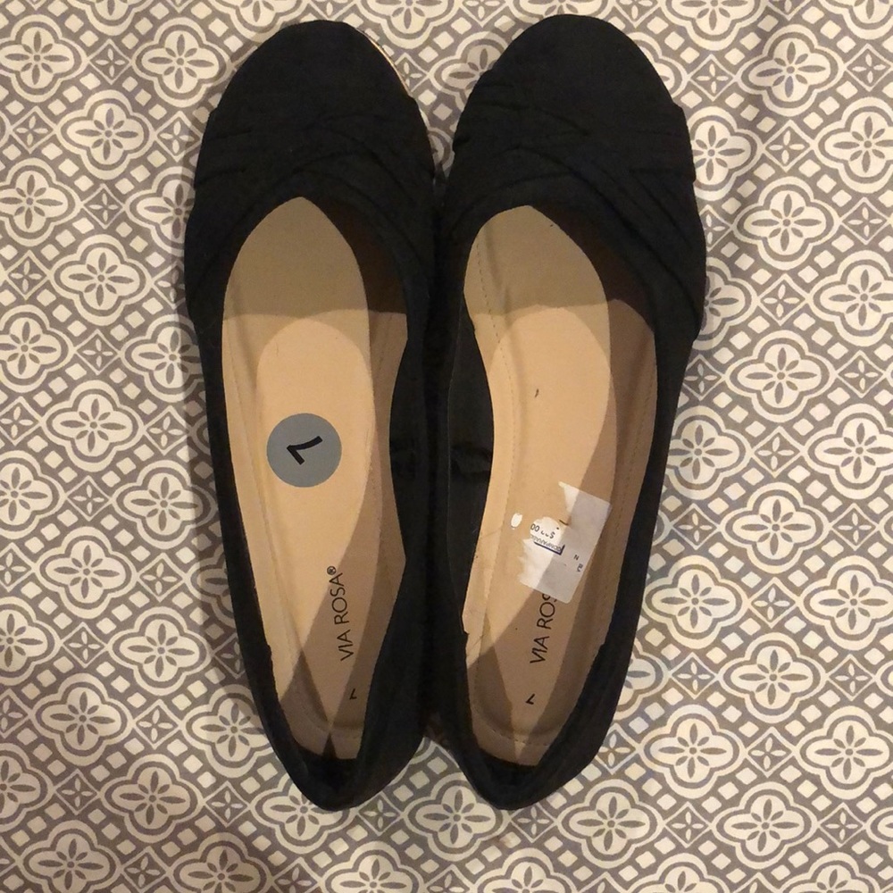 Black velvet braided flats